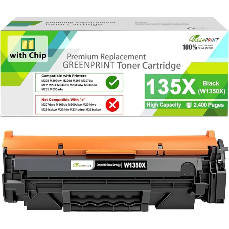 Chip 135X W1350X (135A W1350A) Suderinamas juodas tonerio kasetė, skirta spausdintuvams M207dw, M209, M209d, M209dw, MFP, M234, M234d, M234dw, M234sdw, M234sdn, M235sdw, Netinka spausdintuvams, kurių pavadinime yra raidė „e“