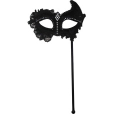 Black Mask with Lace attached to Handle