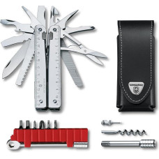 „Victorinox“, šveicarų kariuomenės peilis „Swiss Tool X Plus Ratchet“, 40 funkcijų, daugiafunkcinis įrankis su kombinuotomis smailia nosimi replėmis, fiksuojamu peiliu, sidabrinės spalvos