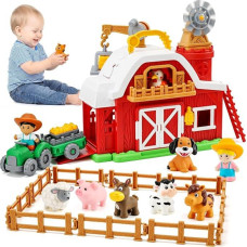 Montessori Farm Playset, 30 Pieces, Toddlers 18 Months and Up with Tractor