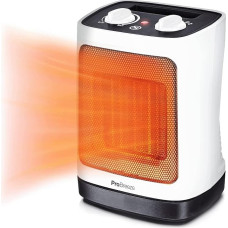 Pro Breeze 2,000 W Mini Ceramic Fan Heater with Automatic Oscillation, Two Power Levels, Energy-Saving Operation for Living Room, Office, Patio - White