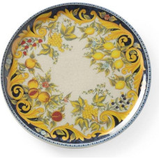 HENDI Porcelain Pizza Plate, Baroque Design, Dishwasher and Microwave Safe, Diameter 330 mm, Yellow/Black (Pack of 3)