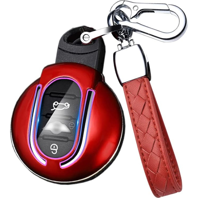 HIBEYO Smart Car Key Case Fits Mini Protective Case for Mini F54 F55 F56 F57 F60 Cooper Clubman Convertible Cover Key Case Remote Control Key Box Red