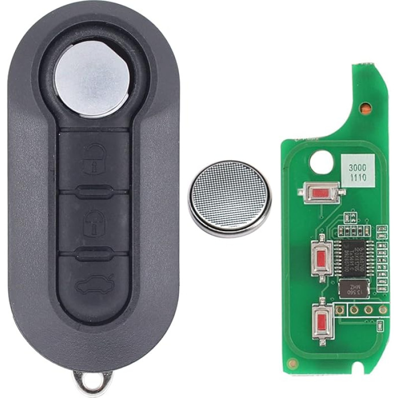 Doo Engy Key Remote Control Folding Key 3 Buttons Car Key Transmission Unit ID46 433 MHz with Electronic Card Key Case Milling for 500 500L Grande Punto 199 Punto Evo Bravo