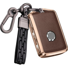 ontto Car Key Case Key Cover Fits Volvo S60 S90 XC40 XC60 XC90 V60 V90 S60 S90 T5 T6 T8 Polestar 1 2 Remote Control Key Fob Metal Leather Key Protection Case 4 Button B Brown