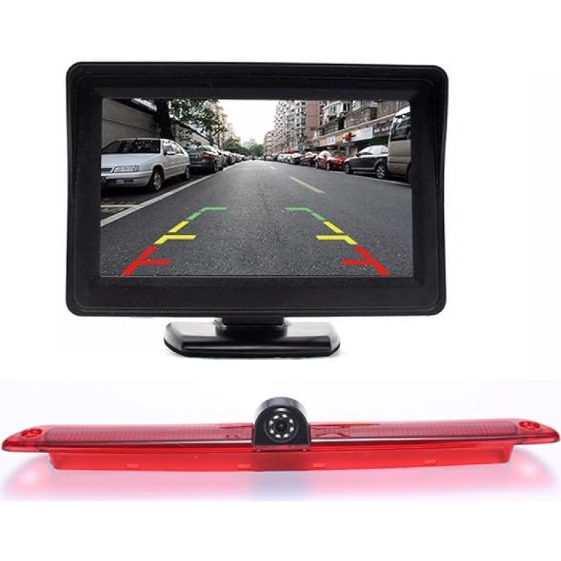 Navinio Car Roof Reversing Camera Colour Camera Top Mount Brake Light Camera Replacement for VW Crafter T5 Master Mercedes Benz W906 W907 W910 316 CDI Sprinter Viano Vito Transit Ducato + 4.3 Inch LCD