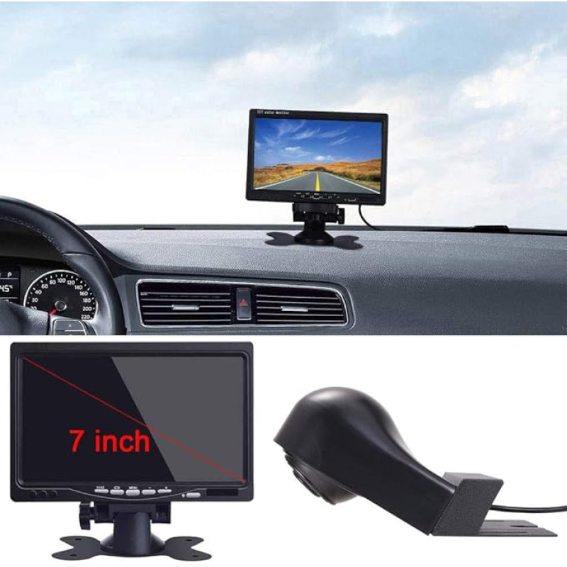 Rear View Camera Transport Window + 7 Inch TFT LCD Screen Car Monitor Brake Light Car Roof Reversing Camera for Mercedes Benz Viano Vito W639 Van 3 Brake Light 2003-2014