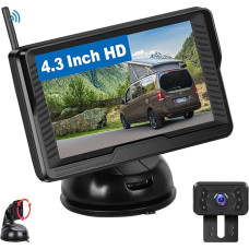 Hodozzy Wireless Reversing Camera Kit with 4.3 Inch IPS Monitor, IP69 Waterproof Reversing Camera, Stable Digital Signals, Wide Angle Night Vision, Camera for Car/SUV/RV/Motorhome