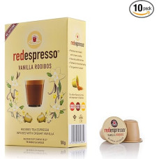 Red Espresso - Vanilla Rooibos (Rotbusch) Tea (10 Compostable Capsules) - 100% Natural - Vegan - Gluten Free - No Added Sugar (50 g)