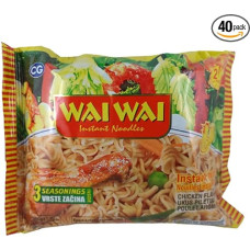 Wai Wai Chicken 40 pakuočių (40 x 75 g) greito paruošimo makaronai Azijos makaronų patiekalas Vištiena AB