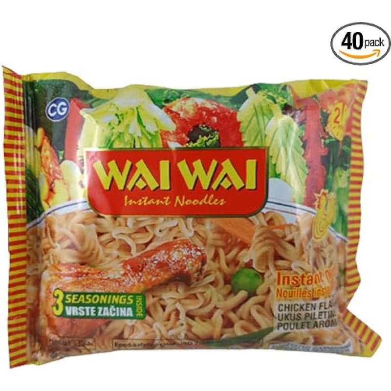 Wai Wai Chicken 40 Pack (40 x 75 g) Instant Noodles Asian Noodle Dish Chicken AB