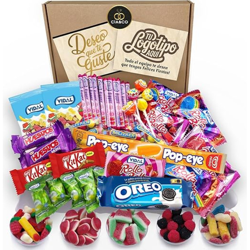 Candy Gift Wrapped with +45 Candy Mix and 500g Gluten Free Gummies Includes a Personalised Message Card and Candy Kit Kat, Mars, Huesitos, Twix, y Sweets