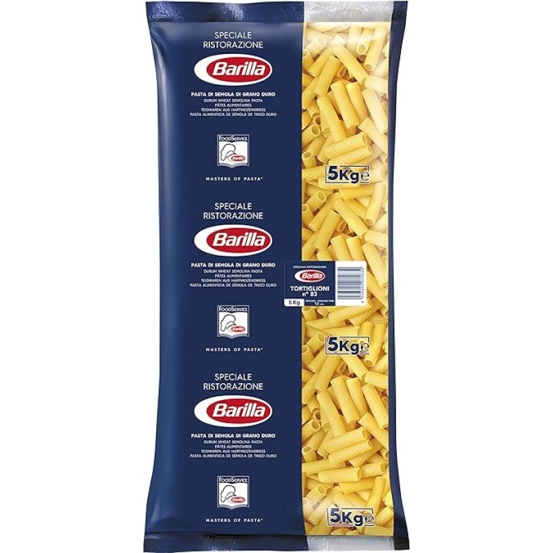 Barilla Durum Wheat Pasta Tortiglioni n. 83 – Pack of 1 (1 x 5 kg)