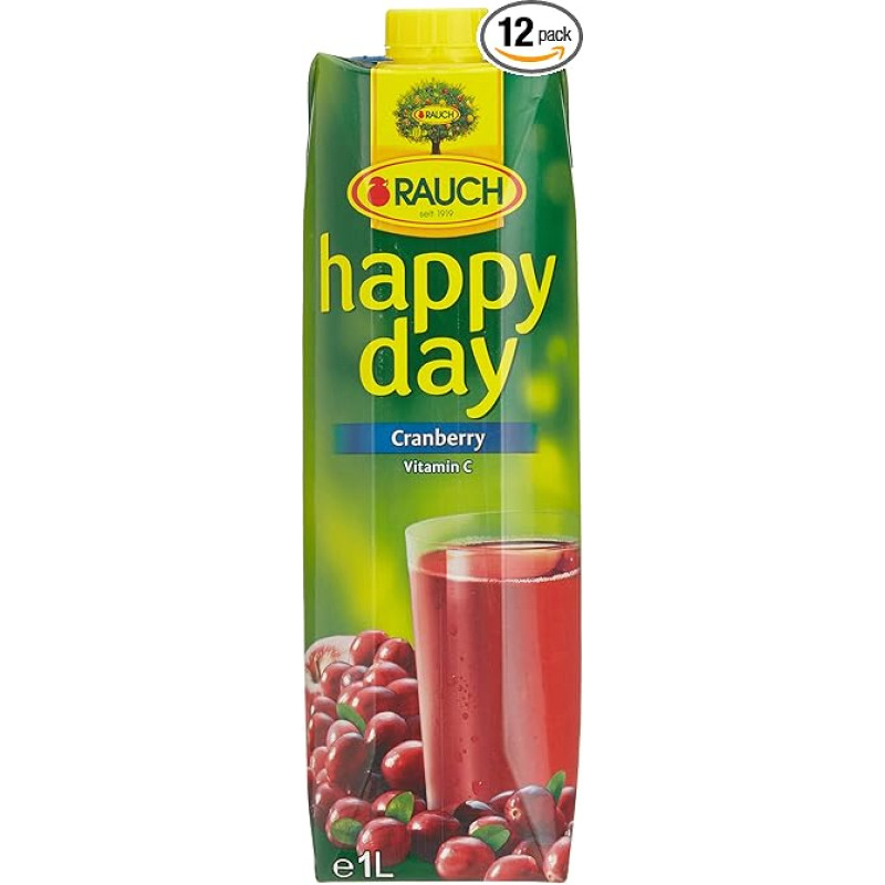Happy Day Juice Cranberry Juice/Concentrate, Pack of 12 (12 x 1 L)