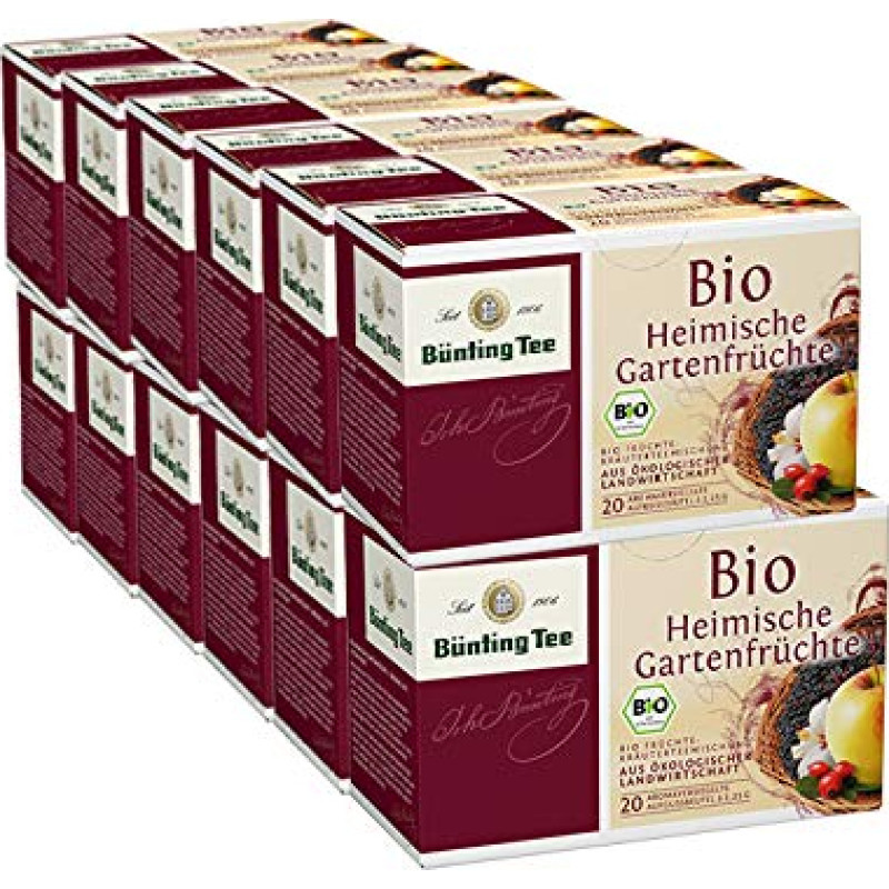 B?nting Tea Organic Home Garden Fruits, 20 Cup Bags, Pack of 12