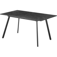 B&D home MARA Dining Table, Extendible 120-160 x 80 cm, for 4-6 People, Wooden Kitchen Table with Metal Frame for Dining Room, Kitchen, Scandinavian Modern Design, Marble Look, Black, 11201-FS-MSCH