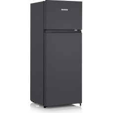 SEVERIN DT 8762 Double Door Fridge Freezer, 2 x Height-Adjustable Shelves, Large Veggie Box, Extremely Quiet - 40 dB, 206 L Net Capacity, Black, DT 8762
