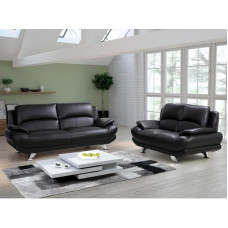 Vente-unique - Sofos komplektas 3+2 - dirbtinė oda - juoda - MUSKO