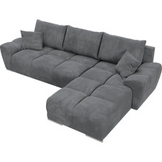 BROMARKT NUBES Corner Sofa - Corner Couch with Sleep Function and Bed Box - Couch - L Shape - Sofa Bed - Living Room Furniture - Big Sofa - 294 x 184 cm - Grey