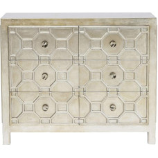 Kare Alhambra Designer Chest of Drawers, TV Lowboard with 6 Drawers, Living Room Sideboard, Silver, Ethnic Look, Shabby Chic Chest of Drawers (H x W x D) 61 x 124 x 38