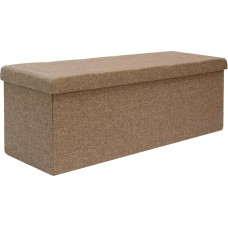 DuneDesign Foldable Bench 110 x 38 x 38 cm XXL Seat Chest with 2 Dividers 120 L Upholstered Bench Footstool Linen Light Brown