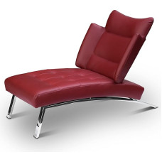 NEUERRAUM Liegesessel Chaiselongue Daybed Recamiere (Echt-) Leder Bordeaux Rot.