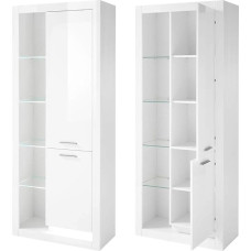 Lomadox Milan-61 Display Cabinet Modern and Timeless Design in High-Gloss White Width 80 x Height 195 x Depth 37 cm