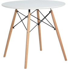 H.J WeDoo Stiklo stalviršis Apvalus valgomojo stalas Buko medienos valgomojo stalas Virtuvės stalas Svetainės stalas 80 x 80 x 75 cm 4 kojos Natūralus skaidrus