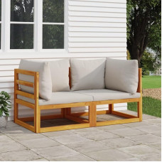 LAPOOH 360008 Modulinės kampinės sofos su šviesiai pilkomis pagalvėlėmis Akacijų medžio masyvo sofos ir kušetės, sofa, sofa svetainei, sofa paauglių kambariui, sofa poilsiui, sofa miegamajam, minkšta sofa,