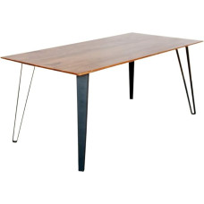 G+K TI-0483 Valgomojo stalas 140 x 90 cm Akacijų medienos masyvas Aliuminis Natūralus šveicariškas kraštas