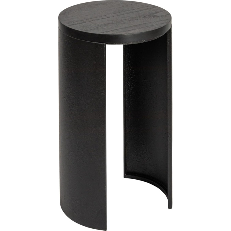 Creative Co-Op Metal Round End Table, Black Sleek Metal Side Table, Round, Black, Iron Wood Material