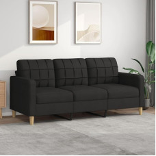 GuyAna 3 vietų sofa juoda 180 cm audinio mikropluošto audinio grindų sofa su miego funkcija maža sofa