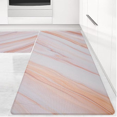 2 Pieces Kitchen Mats, Padded Anti Fatigue Rugs and Mat, PVC Waterproof Non-Slip Rug Set for Kitchen Floor, Sink, Office, Laundry (44 x 75 cm + 44 x 120 cm)