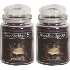 Woodbridge Scented Candle in Glass with Lid | Set of 2 Spellbound | Scented Candle Fruity | Candles Long Burning Time (130 h) | Large Scented Candle | Black Candles (565 g)