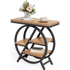 Šoninis staliukas, siauras šoninis staliukas su 4 lygių didele laikymo erdve, modernus naktinis staliukas svetainei, namų biurui, miegamajam, natūralus