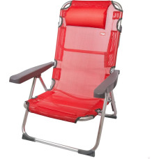 Aktive 62634 Atlenkiamas sulankstomas paplūdimio krėslas su pagalvėle 5 padėtys Raudona su rankena 48 x 60 x 90 cm Lengvi sulankstomi paplūdimio krėslai