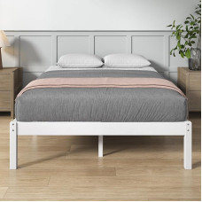 Zinus Ellie Bamboo Bed 140 x 190 cm - Modern and Lightweight Wooden Slatted Bed Frame - 35.5 cm Under Bed Storage - Eco Friendly Design - White