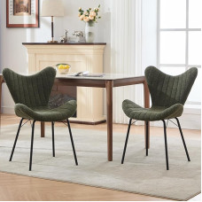 Valgomojo kėdės 2 virtuvės kėdės su metaliniu rėmu Minkštos kėdės Valgomojo kėdės Chenille Green