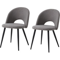 2 valgomojo kėdžių komplektas, minkštos minkšto aksomo valgomojo kėdės, virtuvės kėdės su minkštomis sėdynėmis ir porankiais, metalinėmis kojomis - pilkos spalvos