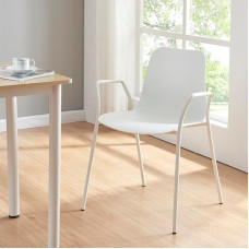 [en.casa] Kankaanpää Valgomojo kėdė Biuro kėdė Skandinaviškas plastikas su atlošu Balta su metalinėmis kojelėmis 80 x 57,5 x 52 cm