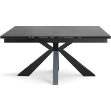 Mario Extendable Table, Anthracite Ceramic Tabletop, Black Metal Legs, Kitchen Table, Dining Table, Design Table, Modern Table, 160 x 90 x 76 cm - id_02