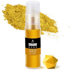 Edible Glitter - 10 g Edible Glitter Dust Glitter Powder in Spray Bottle for Food, Drinks, Cakes - Metallic Food Colouring Powder for Decorating Cakes, Sweets, Biscuits (Gold)