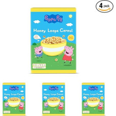 Peppa Pig Honey Loops Cereal, Crispy Whole Grain Breakfast Cereals with Added Vitamins, Pack of 4 (1 x 375 g)