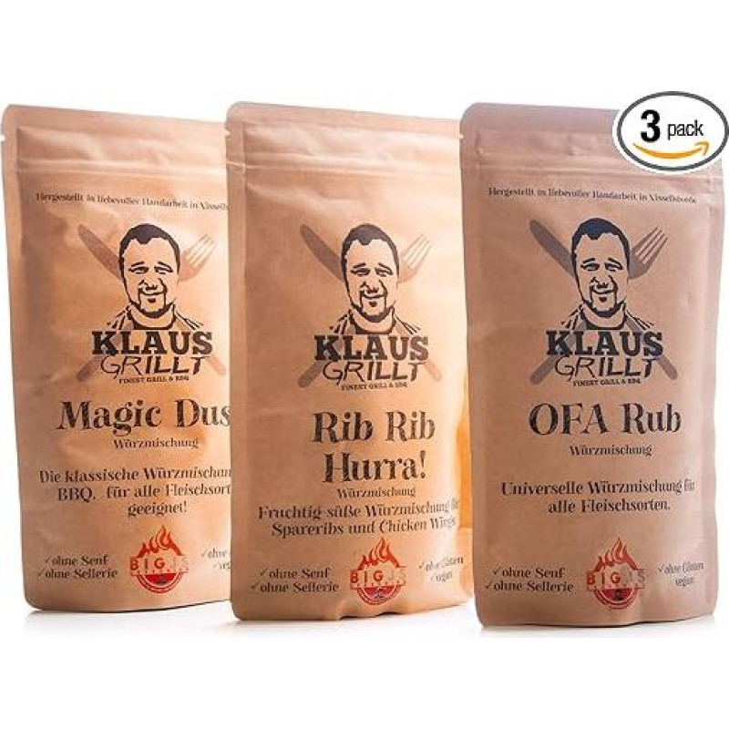 O.F.A Rub + Magic Dust + Rib Rib Hurra - Klaus Grillt.... (3 x 250 g maišeliai)