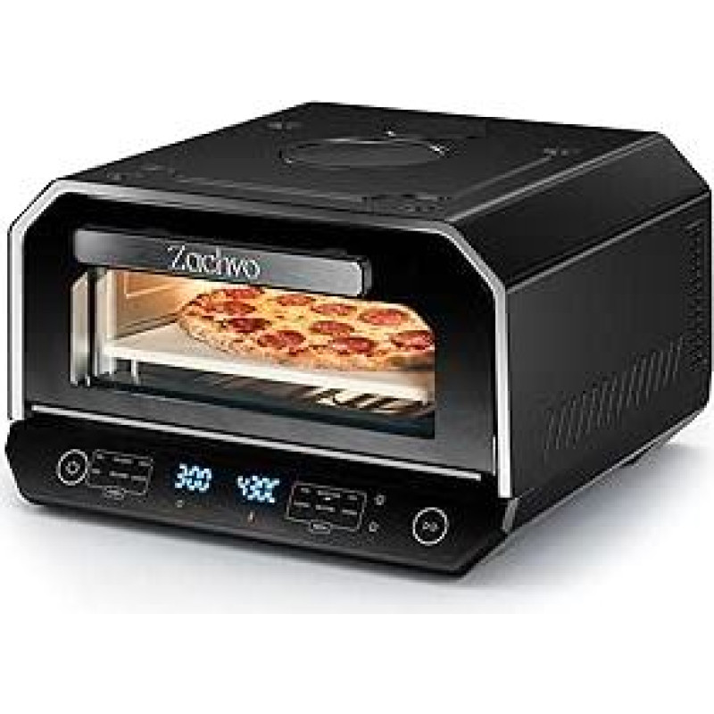 Elektrinė picų kepimo krosnelė, iki 450 °C, iki 90 sekundžių neapolietiškos picos, 13 programų (6 picos ir 6 kepimo režimai + profesionali funkcija), dvigubas kaitinimo elementas, pica su lopetėle, picos akmuo ir kepimo plokštė