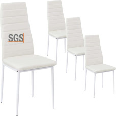 buybyroom Dining Room Chairs, Set of 4, Metal Kitchen Chairs, Dining Table Chair, Comfortable Upholstered Chair, Seat, White