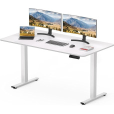 SANODESK Electric Desk 120 x 60 cm with Table Top (with Hook/Bottle Holder), Standing Desk, Height-Adjustable Desk with Table Top, Memory Function, for Home Office (White)