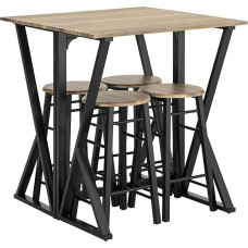 SoBuy OGT24-N 5 dalių valgomojo rinkinys Valgomasis stalas su 4 kėdėmis Sulankstomas stalas Valgomasis virtuvės stalas Medinis stalas Sulankstomas pramoninis vaizdas