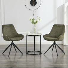 LONXIU Valgomojo kėdės, 2 komplektai, modernios besisukančios valgomojo kėdės, be porankių dizaino virtuvės kėdės valgomajam, svetainei, kabinetui, žalios spalvos