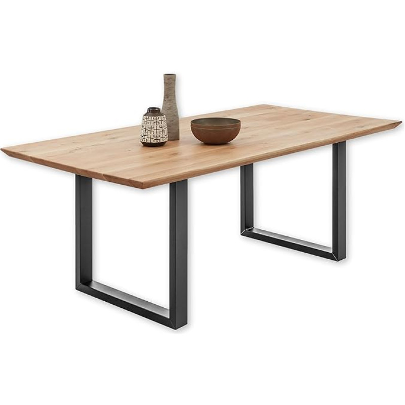 BENNET BIG valgomojo stalas iš ąžuolo masyvo - aukštos kokybės valgomojo stalas su metaliniu rėmu jūsų valgomajam - 220 x 74 x 100 cm (plotis x aukštis x gylis)